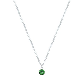 925 Silver and Strass Chain Necklace - Green