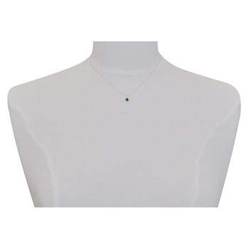 925 Silver and Strass Chain Necklace - Green