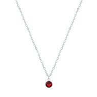 Collier Chaine Argent 925 et Strass - Rouge