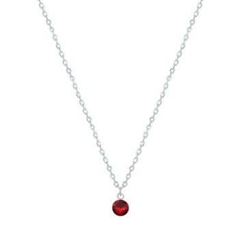 925 Silver and Strass Chain Necklace - Red