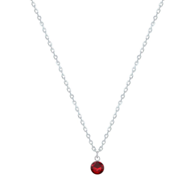 Collier Chaine Argent et Strass - Rouge