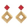 Boucles d'Oreilles Laiton Doré Carrés Lisse Brossé et Coloré - vue V2
