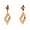 Boucles d'Oreilles Laiton Doré Carrés Lisse Brossé et Coloré - vue V3