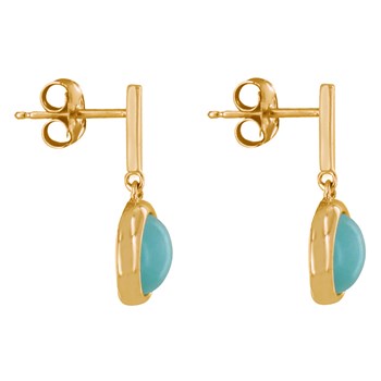 Boucles d'Oreilles Plaqué Or Barre et Demi Perle d'Amazonite
