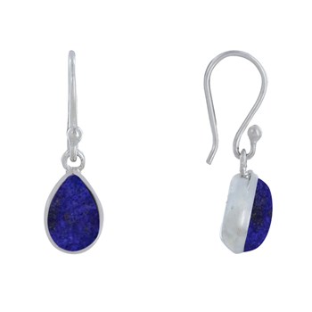 Boucles d'Oreilles Argent 925 Crochet Petite Goutte de Lapis Lazuli