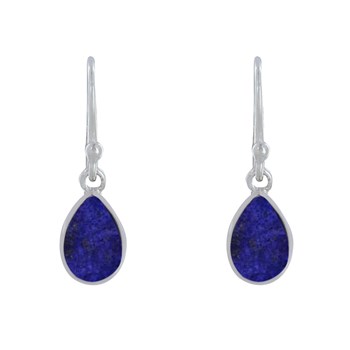 Boucles d'Oreilles Argent 925 Crochet Petite Goutte de Lapis Lazuli