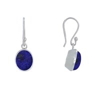 Boucles d'Oreilles Argent Crochet Petit Ovale de Lapis Lazuli