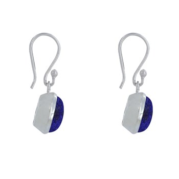 Boucles d'Oreilles Argent 925 Crochet Petit Ovale de Lapis Lazuli