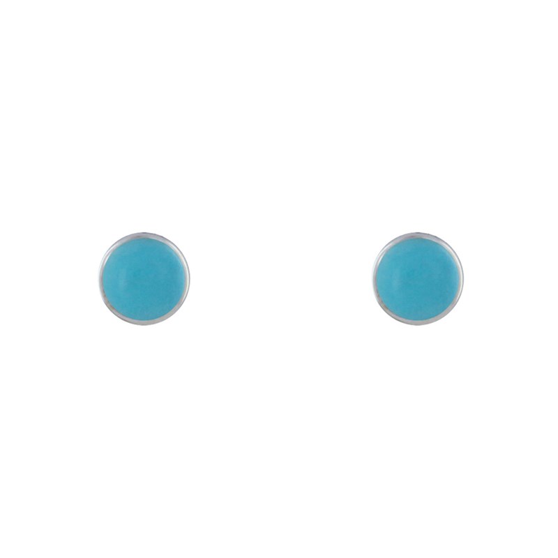 Boucles d'Oreilles Clous Argent Demi Perle de Turquoise - vue 2