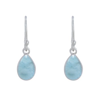Boucles d'Oreilles Argent 925 Crochet Petite Goutte de Larimar