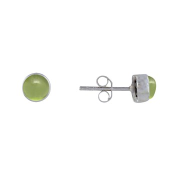 925 Sterling Silver Half Peridot Pearl Stud Earrings
