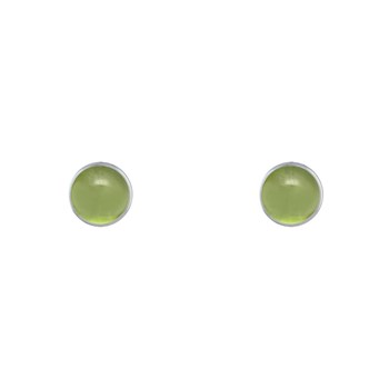 925 Sterling Silver Half Peridot Pearl Stud Earrings