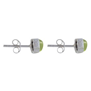 925 Sterling Silver Half Peridot Pearl Stud Earrings