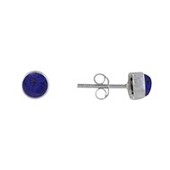 Boucles d'Oreilles Clous Argent 925 Demi Perle de Lapis Lazuli