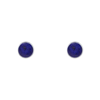 Lapis Lazuli 925 Silver Half Pearl Stud Earrings