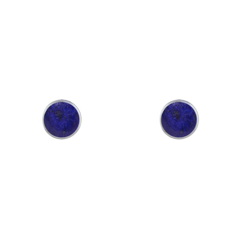 Boucles d'Oreilles Clous Argent Demi Perle de Lapis Lazuli - vue 2