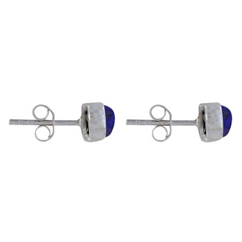 Lapis Lazuli 925 Silver Half Pearl Stud Earrings
