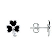 Boucles d'Oreilles Argent 925 Trèfle Emaillée