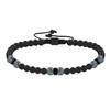 Bracelet Lien Homme Perles Rondes Acier et Onyx Noir - taille 18 cm - vue V1