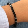 Bracelet Lien Homme Perles Rondes Acier et Onyx Noir - taille 18 cm - vue V3