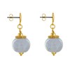 Boucles d'Oreilles Clous Métal Doré et Grosses Perles en Céramique - vue V3