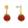 Boucles d'Oreilles Clous Métal Doré et Grosses Perles en Céramique - vue V1
