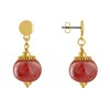 Boucles d'Oreilles Clous Métal Doré et Grosses Perles en Céramique - vue V1