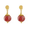 Boucles d'Oreilles Clous Métal Doré et Grosses Perles en Céramique - vue V2