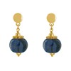 Boucles d'Oreilles Clous Métal Doré et Grosses Perles en Céramique - vue V2