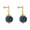 Boucles d'Oreilles Clous Métal Doré et Grosses Perles en Céramique - vue V3