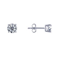 Boucles d'Oreilles Argent Solitaire Strass Cristal 6mm