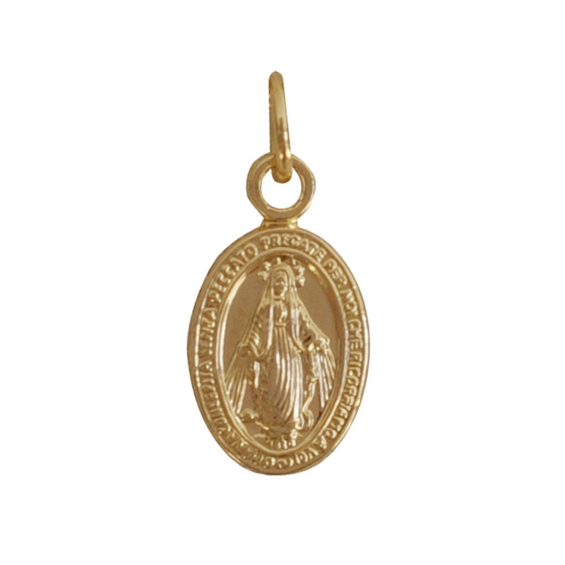 Pendentif Plaqué Or Petite Médaille Ovale Vierge Miraculeuse