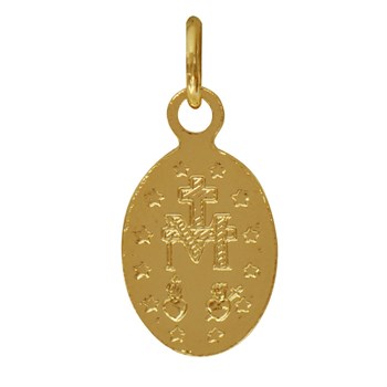 Pendentif Plaqué Or Petite Médaille Ovale Vierge Miraculeuse