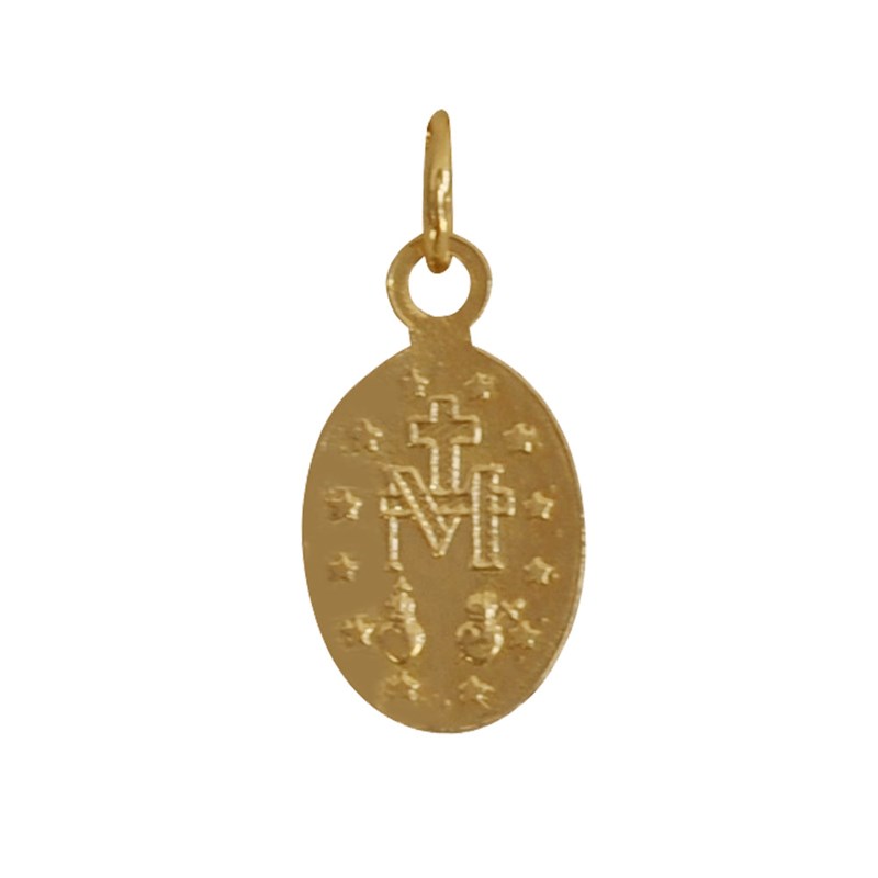 Pendentif Plaqué Or Petite Médaille Ovale Vierge Miraculeuse - vue 2