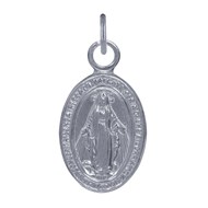 Pendentif Argent 925 Petite Médaille Ovale Vierge Miraculeuse