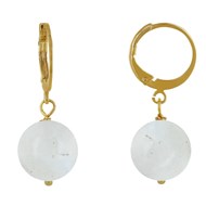 Boucles d'Oreilles Mini Créoles Plaqué Or et Perle de Pierre de Lune