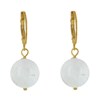 Boucles d'Oreilles Mini Créoles Plaqué Or et Perle de Pierre de Lune - vue V2