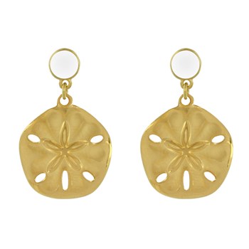 Boucles d'Oreilles Laiton Doré Rond Coloré et Dollar des Sables