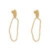 Boucles d'Oreilles Clous Laiton Mat Pastille Martelée et Anneau Vague - vue V3