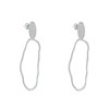 Boucles d'Oreilles Clous Laiton Mat Pastille Martelée et Anneau Vague - vue V3