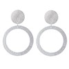 Boucles d'Oreilles Clip Laiton Mat Pastille Brossée et Anneau Martelé - vue V2