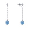 Boucles d'Oreilles Chainette Laiton Argenté et Cube en Céramique - vue V1