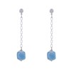 Boucles d'Oreilles Chainette Laiton Argenté et Cube en Céramique - vue V2