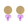 Boucles d'Oreilles Pastille en Laiton et Bouquet de Perles de Verre - vue V2