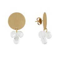 Boucles d'Oreilles Pastille en Laiton et Bouquet de Perles de Verre