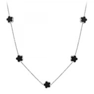 Collier fleurs SC Crystal en acier inoxydable