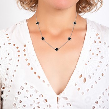 Collier fleurs SC Crystal en acier inoxydable
