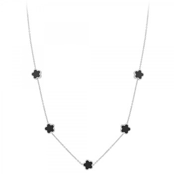 Collier fleurs SC Crystal en acier inoxydable