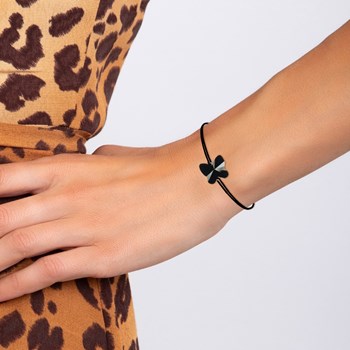 SC Crystal zwarte elastische vlinderarmband versierd met een fonkelende Crystal