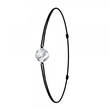 SC Crystal zwarte elastische armband versierd met een fonkelende Crystal
